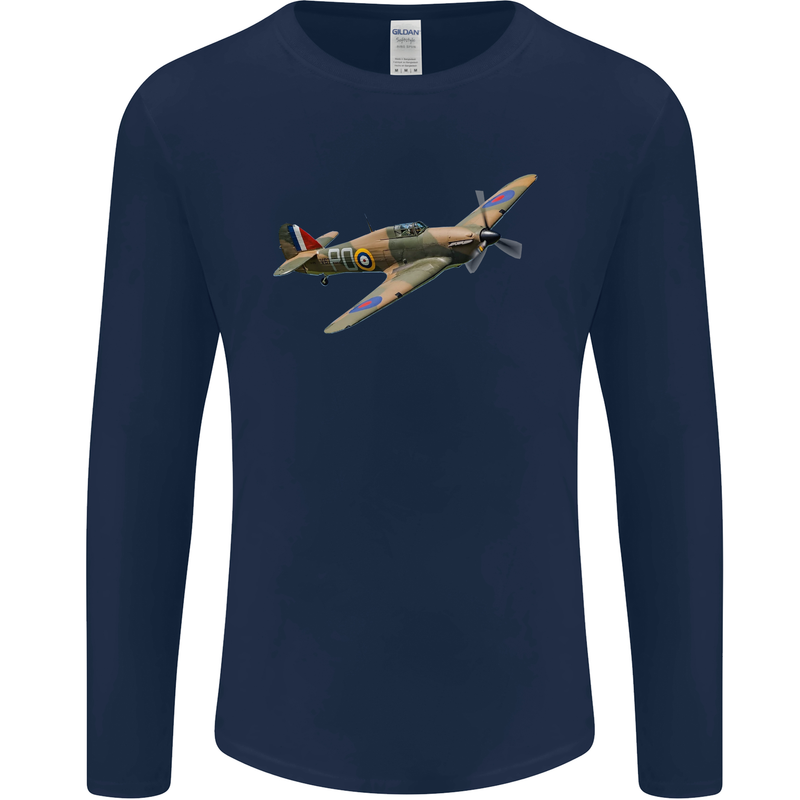 A Hawker Hurricane Flying Solo Mens Long Sleeve T-Shirt Navy Blue