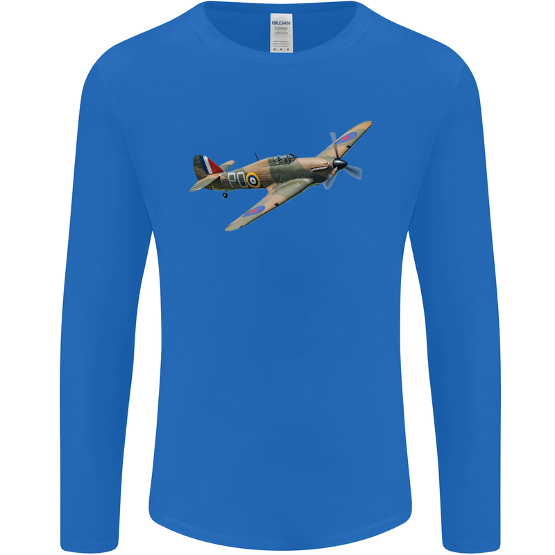 A Hawker Hurricane Flying Solo Mens Long Sleeve T-Shirt Royal Blue