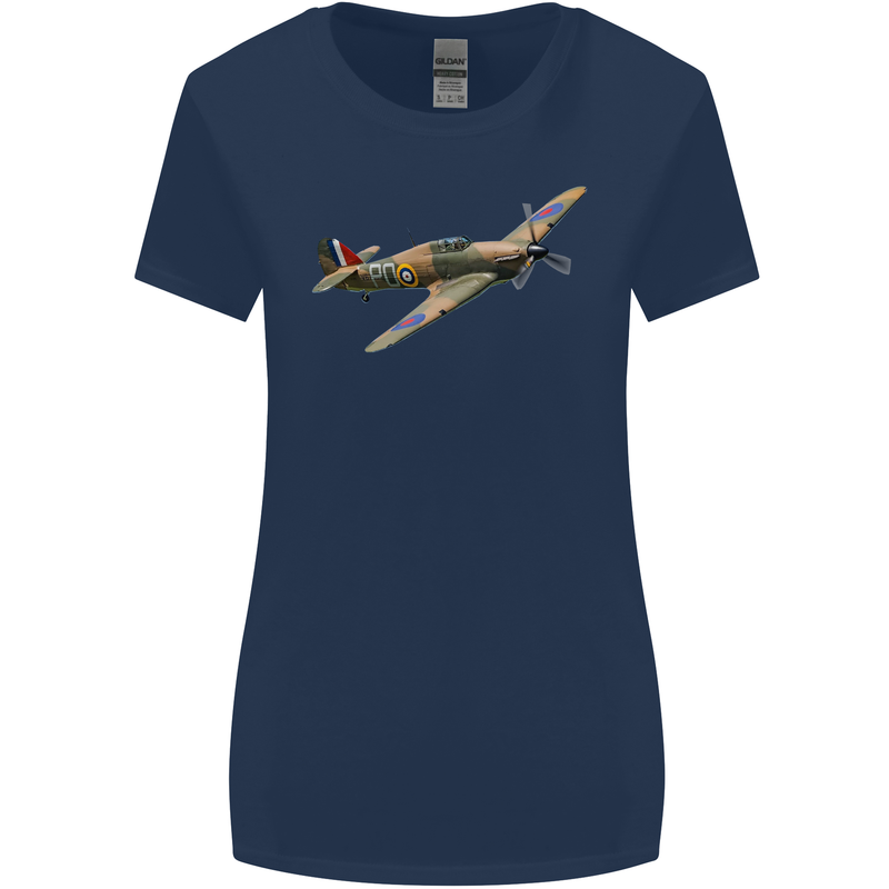 A Hawker Hurricane Flying Solo Womens Wider Cut T-Shirt Navy Blue