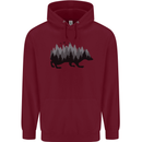 A Hedgehog Depicting a Forest Childrens Kids Hoodie Maroon