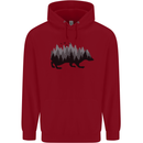 A Hedgehog Depicting a Forest Childrens Kids Hoodie Red