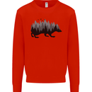 A Hedgehog Depicting a Forest Kids Sweatshirt Jumper Bright Red
