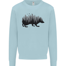 A Hedgehog Depicting a Forest Kids Sweatshirt Jumper Light Blue