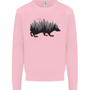 A Hedgehog Depicting a Forest Kids Sweatshirt Jumper Light Pink