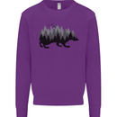 A Hedgehog Depicting a Forest Kids Sweatshirt Jumper Purple