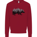 A Hedgehog Depicting a Forest Kids Sweatshirt Jumper Red