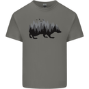 A Hedgehog Depicting a Forest Kids T-Shirt Childrens Charcoal