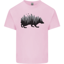 A Hedgehog Depicting a Forest Kids T-Shirt Childrens Light Pink