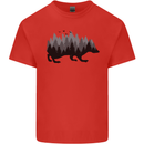 A Hedgehog Depicting a Forest Kids T-Shirt Childrens Red