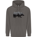 A Hedgehog Depicting a Forest Mens 80% Cotton Hoodie Charcoal