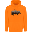 A Hedgehog Depicting a Forest Mens 80% Cotton Hoodie Orange