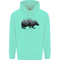 A Hedgehog Depicting a Forest Mens 80% Cotton Hoodie Peppermint