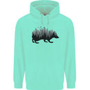 A Hedgehog Depicting a Forest Mens 80% Cotton Hoodie Peppermint