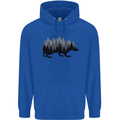 A Hedgehog Depicting a Forest Mens 80% Cotton Hoodie Royal Blue