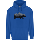 A Hedgehog Depicting a Forest Mens 80% Cotton Hoodie Royal Blue