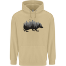 A Hedgehog Depicting a Forest Mens 80% Cotton Hoodie Sand