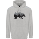 A Hedgehog Depicting a Forest Mens 80% Cotton Hoodie Sports Grey