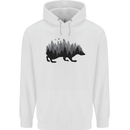 A Hedgehog Depicting a Forest Mens 80% Cotton Hoodie White