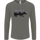 A Hedgehog Depicting a Forest Mens Long Sleeve T-Shirt Charcoal