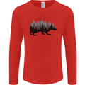A Hedgehog Depicting a Forest Mens Long Sleeve T-Shirt Red