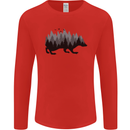 A Hedgehog Depicting a Forest Mens Long Sleeve T-Shirt Red