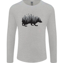A Hedgehog Depicting a Forest Mens Long Sleeve T-Shirt Sports Grey