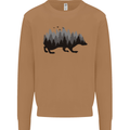 A Hedgehog Depicting a Forest Mens Sweatshirt Jumper Caramel Latte