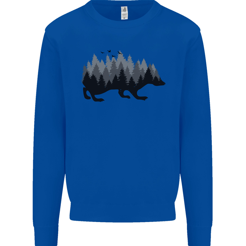 A Hedgehog Depicting a Forest Mens Sweatshirt Jumper Royal Blue