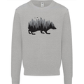 A Hedgehog Depicting a Forest Mens Sweatshirt Jumper Sports Grey