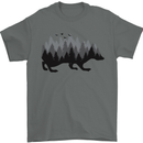 A Hedgehog Depicting a Forest Mens T-Shirt 100% Cotton Charcoal