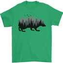 A Hedgehog Depicting a Forest Mens T-Shirt 100% Cotton Irish Green