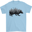 A Hedgehog Depicting a Forest Mens T-Shirt 100% Cotton Light Blue