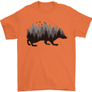 A Hedgehog Depicting a Forest Mens T-Shirt 100% Cotton Orange