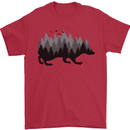 A Hedgehog Depicting a Forest Mens T-Shirt 100% Cotton Red