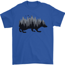 A Hedgehog Depicting a Forest Mens T-Shirt 100% Cotton Royal Blue