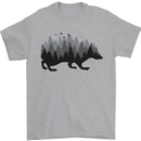 A Hedgehog Depicting a Forest Mens T-Shirt 100% Cotton Sports Grey