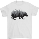 A Hedgehog Depicting a Forest Mens T-Shirt 100% Cotton White