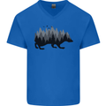A Hedgehog Depicting a Forest Mens V-Neck Cotton T-Shirt Royal Blue