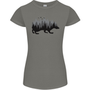 A Hedgehog Depicting a Forest Womens Petite Cut T-Shirt Charcoal