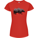 A Hedgehog Depicting a Forest Womens Petite Cut T-Shirt Red