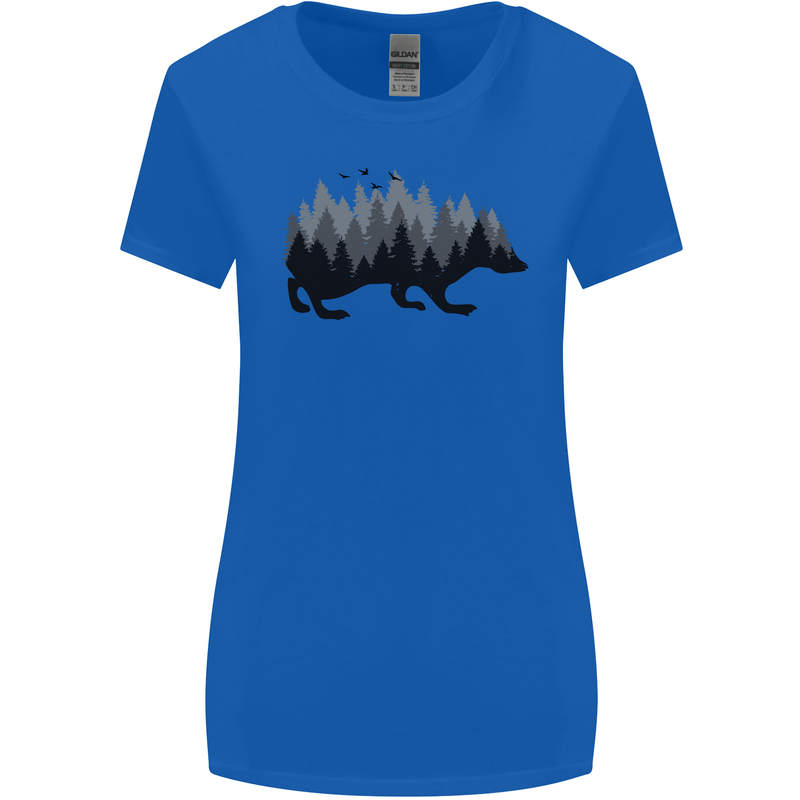 A Hedgehog Depicting a Forest Womens Wider Cut T-Shirt Royal Blue