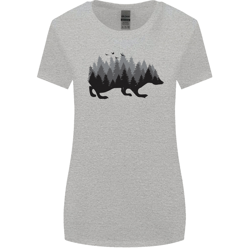 A Hedgehog Depicting a Forest Womens Wider Cut T-Shirt Sports Grey