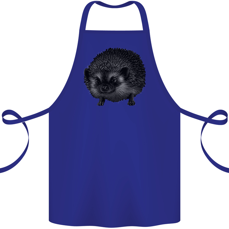 A Hedgehog Drawing Cotton Apron 100% Organic Royal Blue