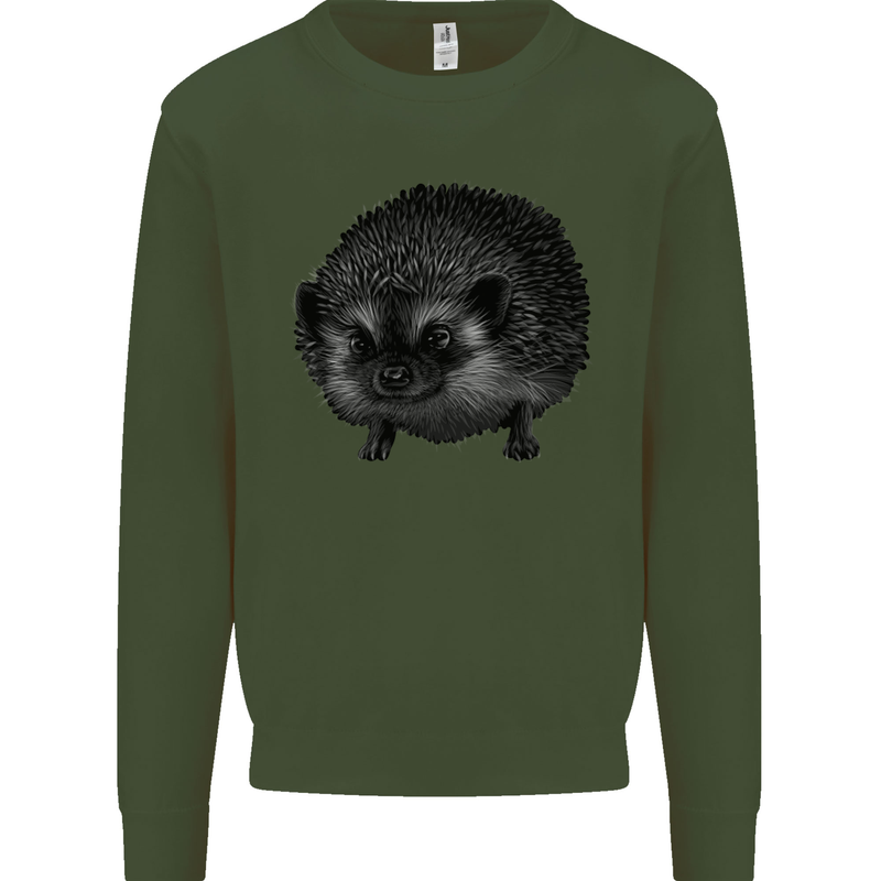 A Hedgehog Drawing Kids Sweatshirt Jumper Forest Green