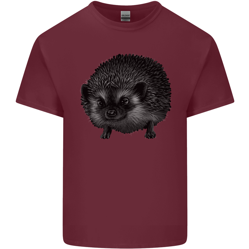 A Hedgehog Drawing Mens Cotton T-Shirt Tee Top Maroon