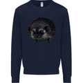A Hedgehog Drawing Mens Sweatshirt Jumper Navy Blue
