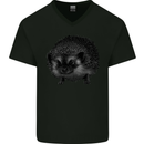 A Hedgehog Drawing Mens V-Neck Cotton T-Shirt Black