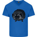 A Hedgehog Drawing Mens V-Neck Cotton T-Shirt Royal Blue