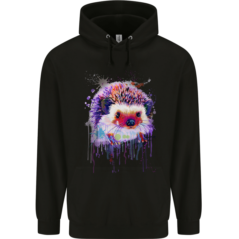 A Hedgehog Watercolour Childrens Kids Hoodie Black