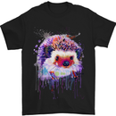 A Hedgehog Watercolour Mens T-Shirt Cotton Gildan Black